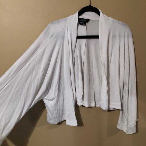 White Sheer Knit Cardigan/ Sweater - Picture 1 of 3